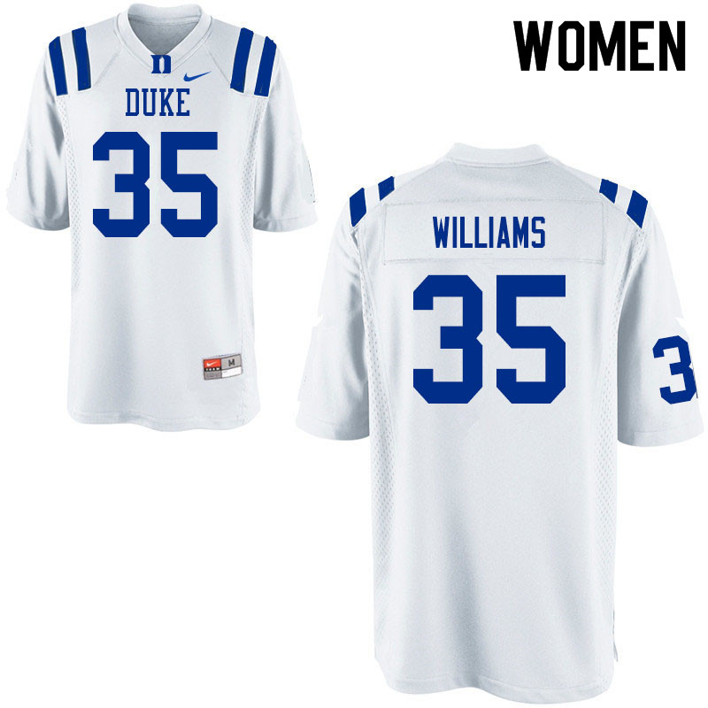 Women #35 Antone Williams Duke Blue Devils College Football Jerseys Sale-White